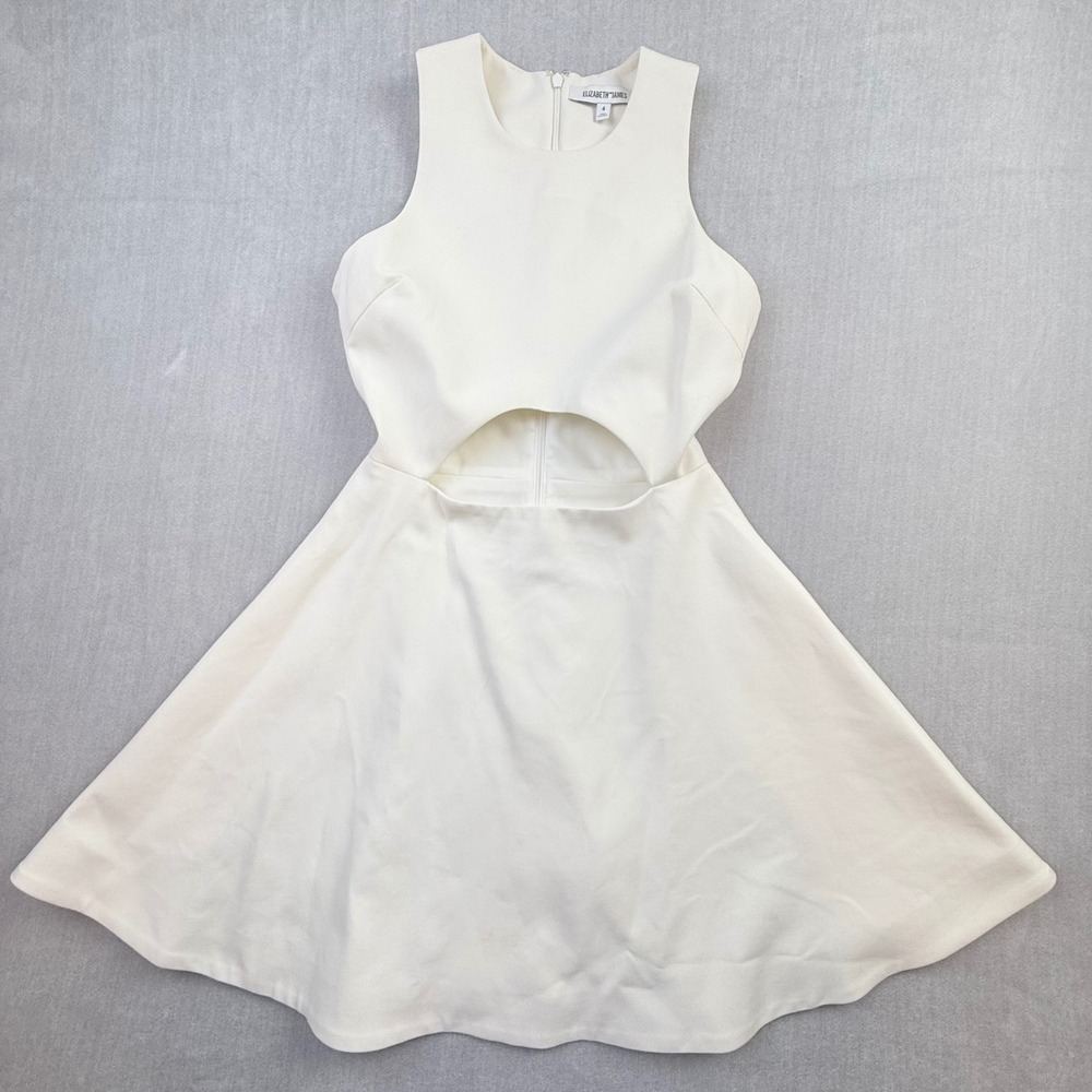 Elizabeth and James Ivory White Cutout Fit‎ and Flare Dress Sleeveless Size 4
